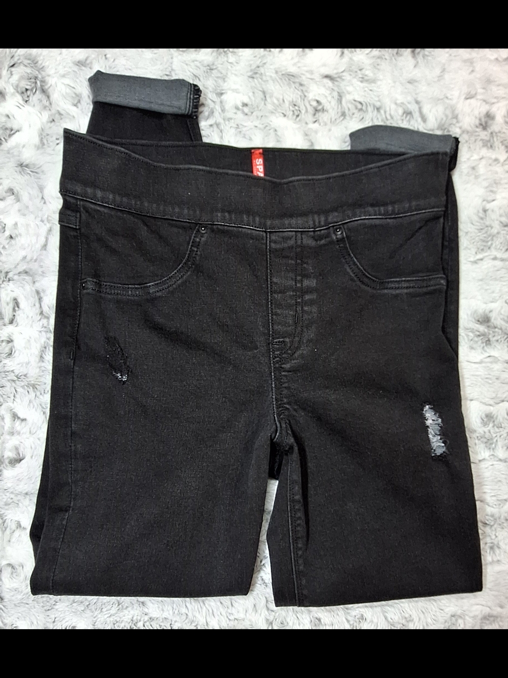 Spanx Distressed Denim Leggings Ankle Skinny Jeans Black S